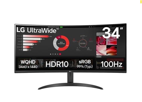 Monitor LG UltraWide Curvo 34" QuadHD 2K 100Hz 5ms - 34WR50QK-B