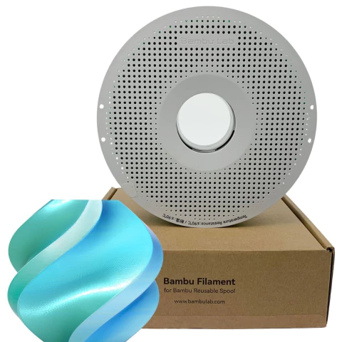 Filamento Bambu Lab Pla Seda Azul Havai (Azul-Verde) Com Carretel Reutilizavel - 2790