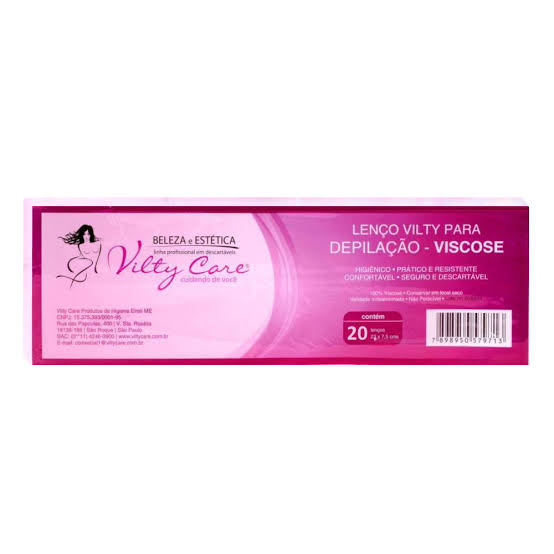 Lenço P/ Depilação VILTY - Viscose C/20 UN 7,2X23cm