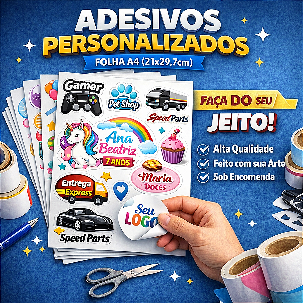Folha de adesivos personalizados A4