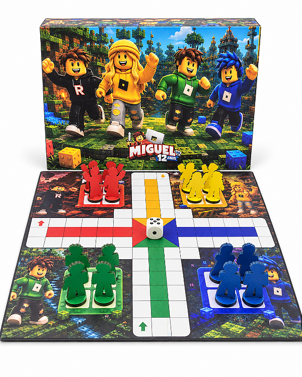 Ludo em MDF 28x28cm personalizado com caixinha de papel