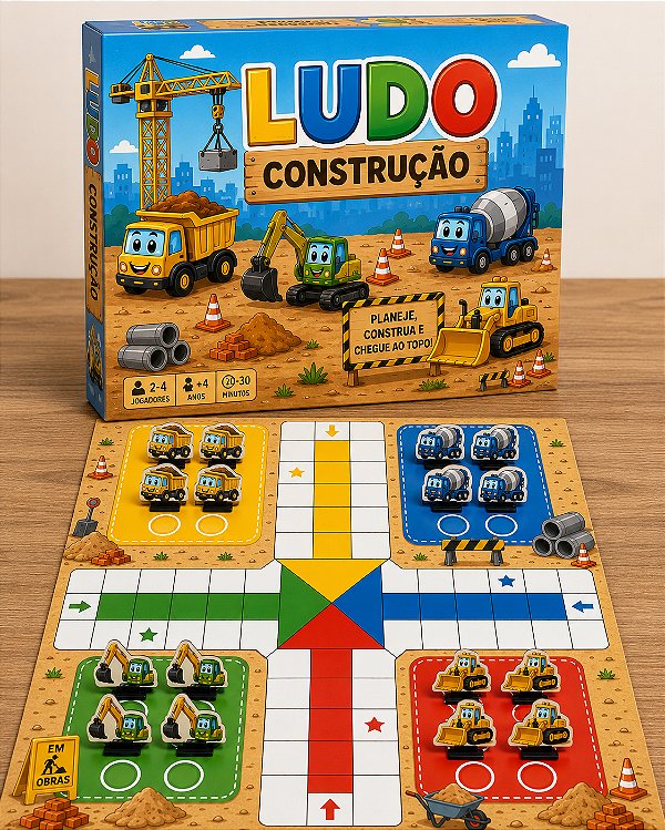 Ludo em MDF 28x28cm personalizado com caixinha de papel