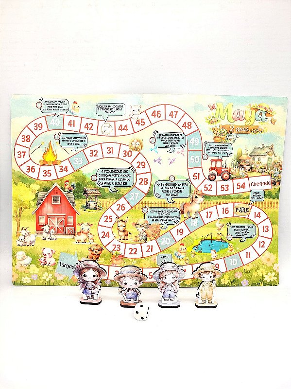 Jogo de tabuleiro personalizado - qualquer tema - fazendinha cute