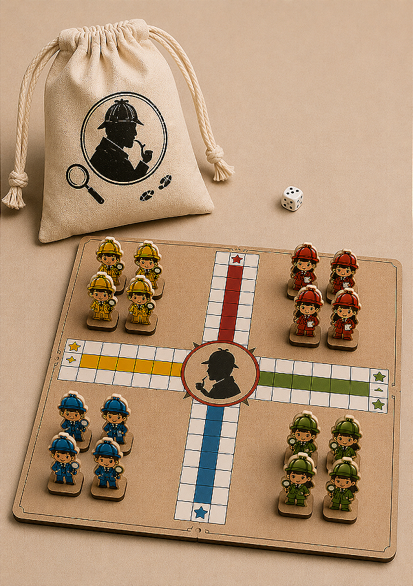 Ludo em MDF 28x28cm personalizado com saquinho de algodão