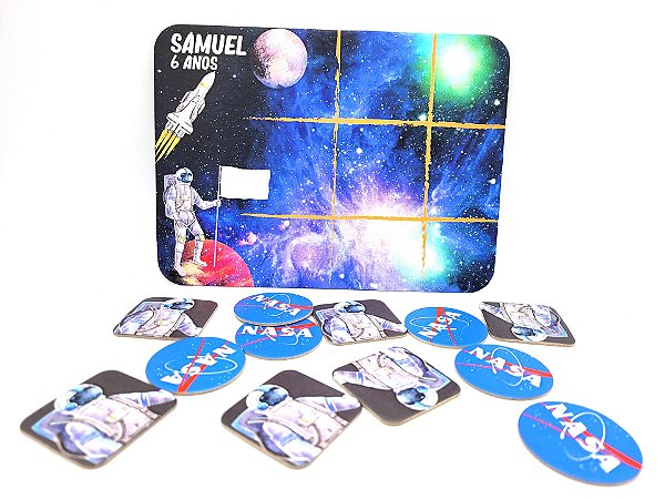 Jogo da velha cartonado - astronauta aquarelado