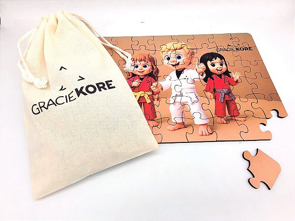 Quebra-cabeça 48 peças MDF com saquinho de algodão personalizado