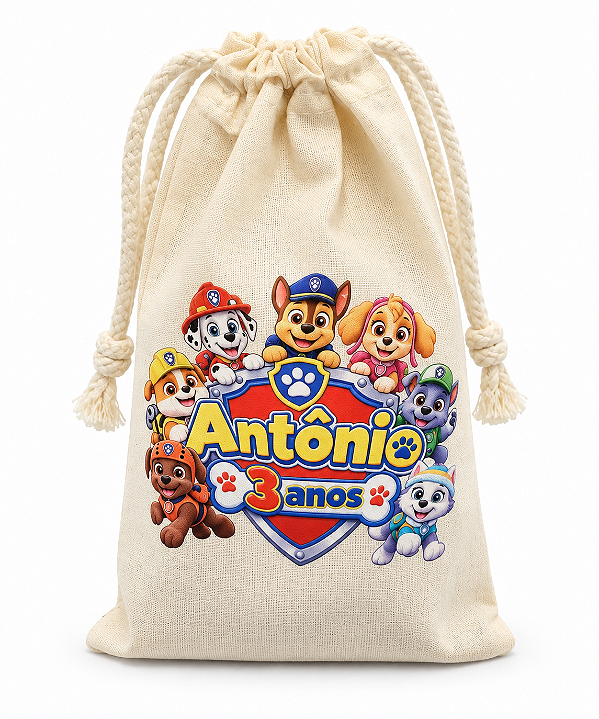 Saquinho de algodão cru personalizado 15x25cm