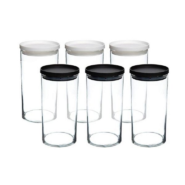 Conjunto De 6 Potes Em Vidro Com Tampa Canary 1000 Ml