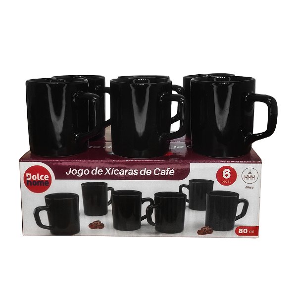Xícara De Café Preta 6 Peças 80 Ml D0CA53
