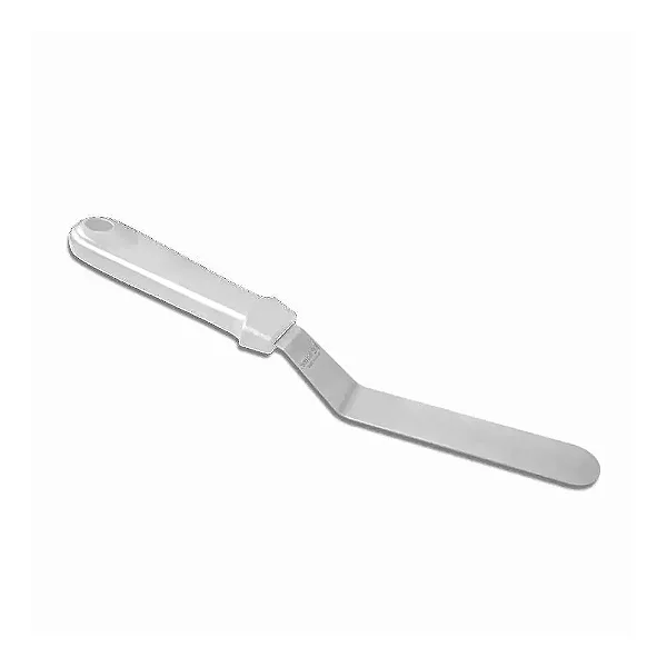 Espátula Fina Curvar Em Inox 28,5 Cm Gourmet Luxo Branca