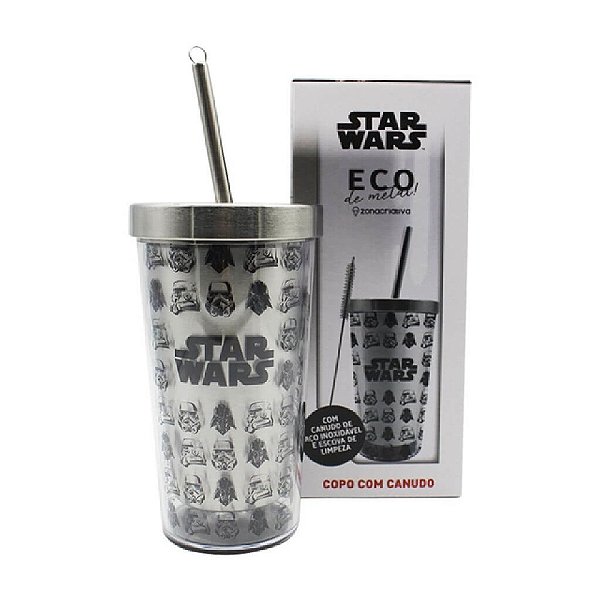 Copo Canudo Eco Stormtrooper e Vader 450 Ml