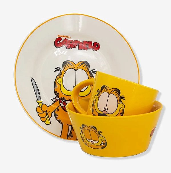 Kit Alimentação Garfield  Em Cerâmica