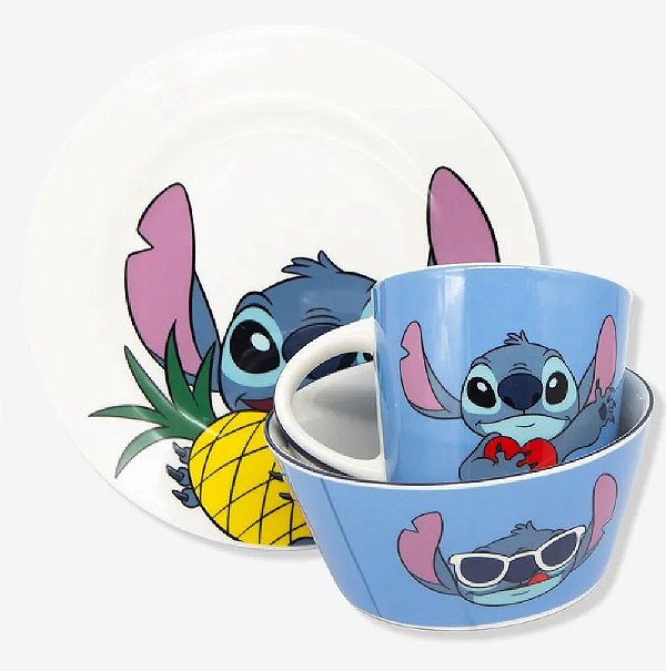Kit Para Alimentação Stitch Em Cerâmica