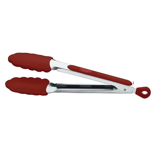 Pegador Em Silicone E Aço Inox Vermelho 34 Cm D6111-VM