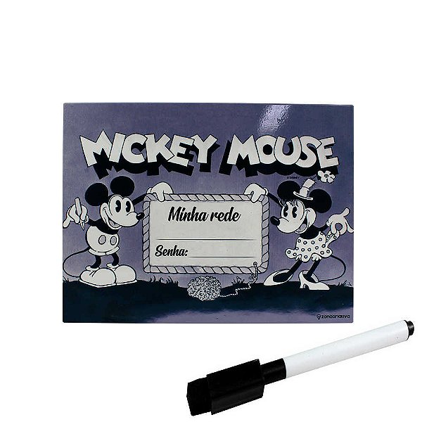 Quadro de  metal com caneta Mickey E Minnie 26 X 19 Cm