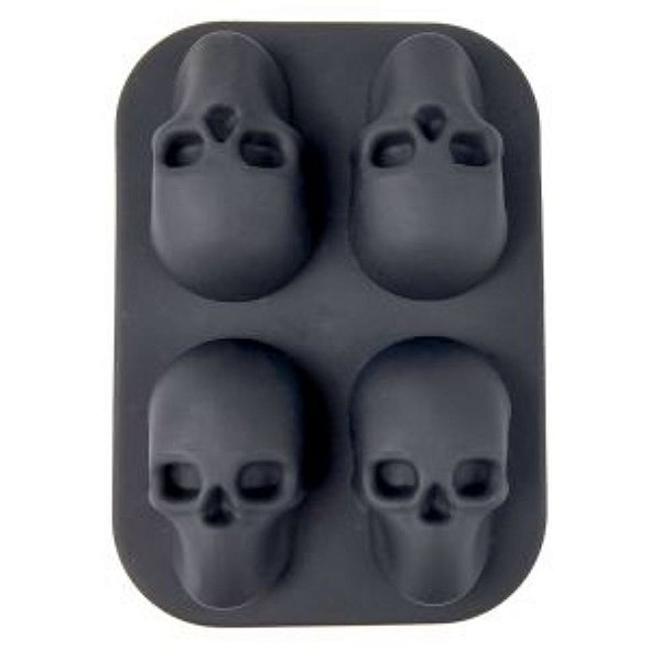 Forma De Gelo Silicone Caveira Preto