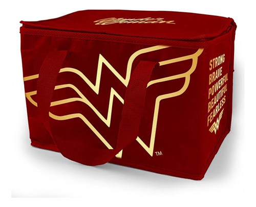 Bolsa Térmica Mulher Maravilha Vermelha Logo Dourado 13 Litros