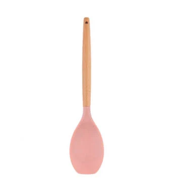 Colher de Silicone com Cabo de Madeira Rosa FEN7168C