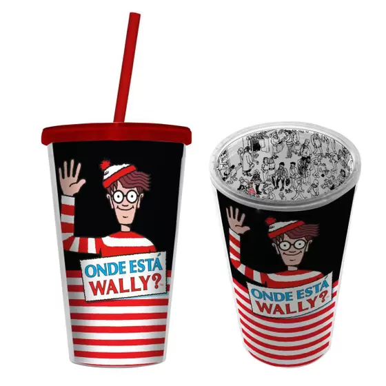 Copo Canudo Plastico Uvl Wally FD Preto 10X15,5Cm 500Ml 41796