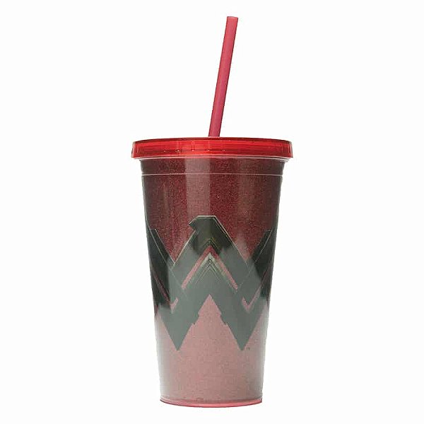 Copo Canudo Plastico Wb Ww Movie Fancy Logo Glitter Vermelho 10X6.5X15.6Cm 500Ml 41291