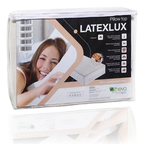 Pillow Top LatexLux Látex Natural Casal Queen 158x198x2,5 cm