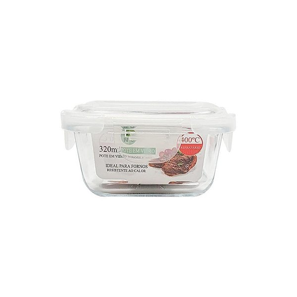 Pote De Vidro Com Tampa Plastica Quadrado 320Ml G1904