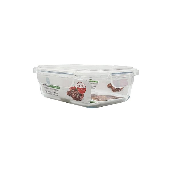 Pote De Vidro Com Tampa Plastica Retangular 1040L G1903