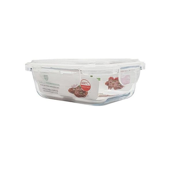 Pote De Vidro Com Tampa Plastica Retangular 640Ml G1902