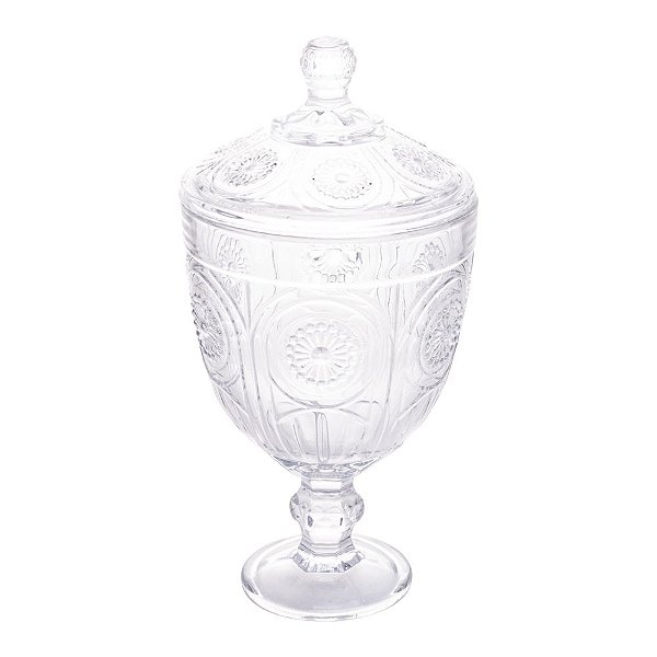 Potiche Decorativo Com Pe De Cristal De Chumbo Sun 14,5X29Cm 4412