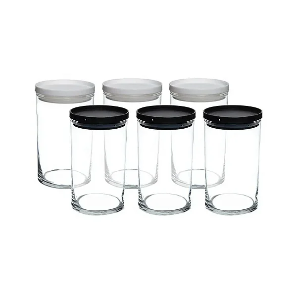 Conjunto De 6 Potes Em Vidro Com Tampa Canary 880 Ml