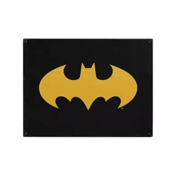 Placa Metal Dc Or Batman Logo Amarelo/Preto 26X20X1Cm 42989