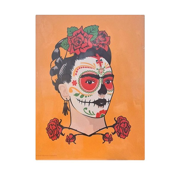 Placa Metal Fk Face W Flowers Fd Branco 26X20X1Cm 43001