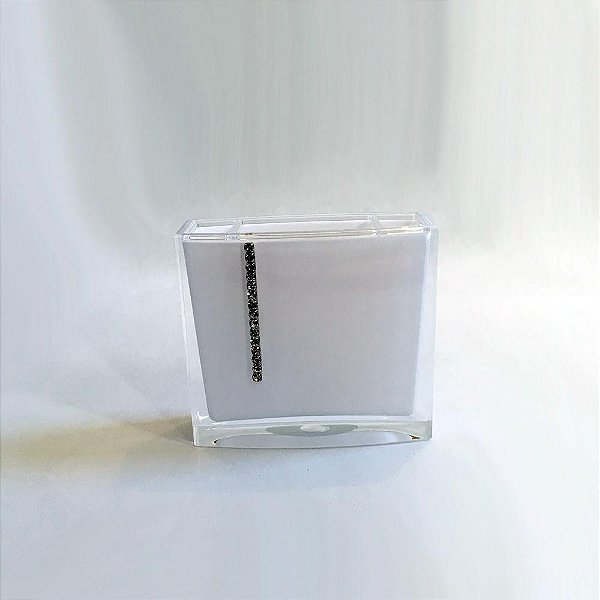 Porta Escova Em Acrílico Com Strass BA7001 - Branco