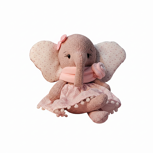 Elefante Boneco de Tecido Artesanal Amora