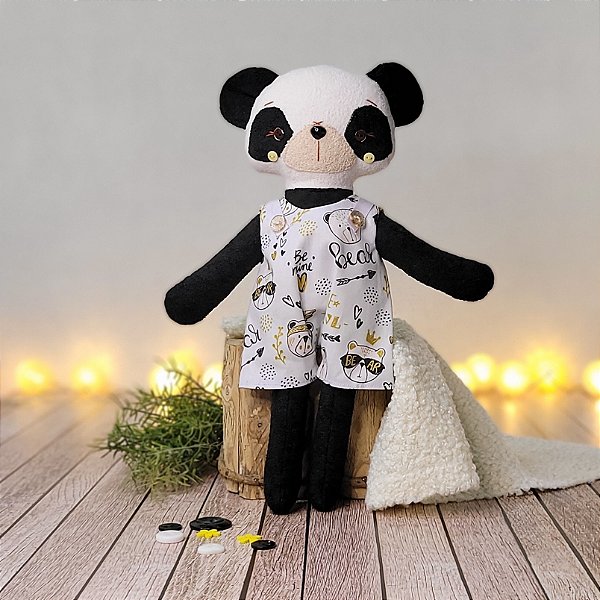 Urso Panda Boneco Amarelo