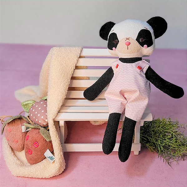 Urso Panda Boneco Rosa