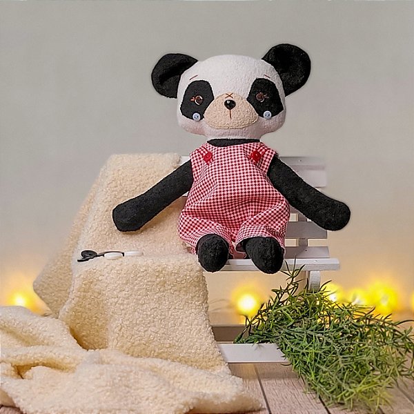 Urso Panda Boneco Vermelho