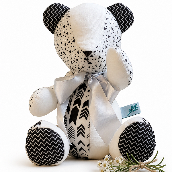 Urso de Tecido Chevron Design Preto e Branco Nórdico