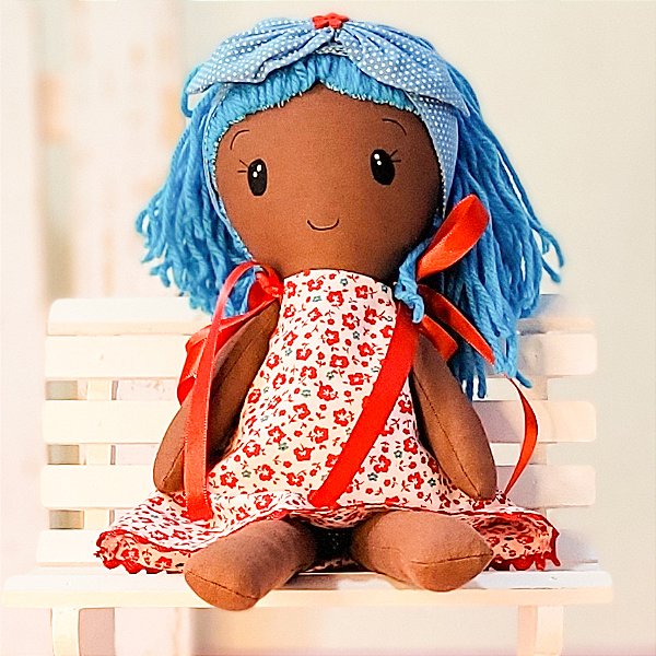 Boneca Negra - Cabelo Azul