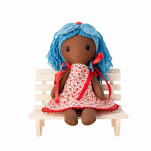 Boneca de Pano Negra Artesanal