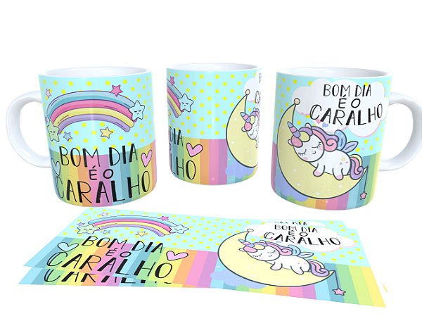 Caneca de Porcelana Unicórnio Bom Dia é o Caralho - Presente - Brainer Personalizações Caneca de Porcelana Unicórnio Bom Dia é o Caralho - Presente - Brainer Personalizações