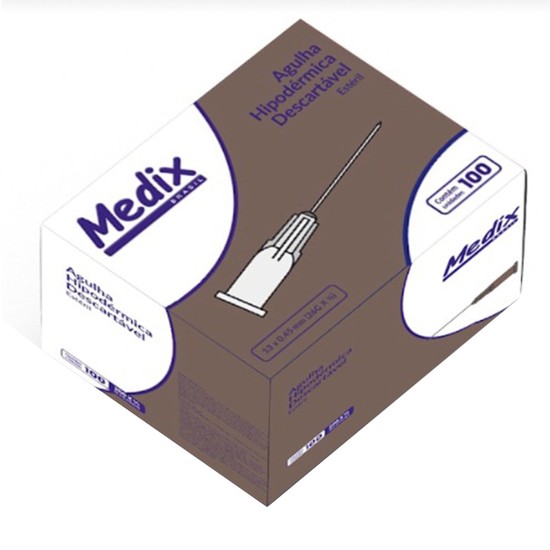 Agulha 13 x 0,45 Estéril 26g - Caixa com 100 unidades - Medix Brasil