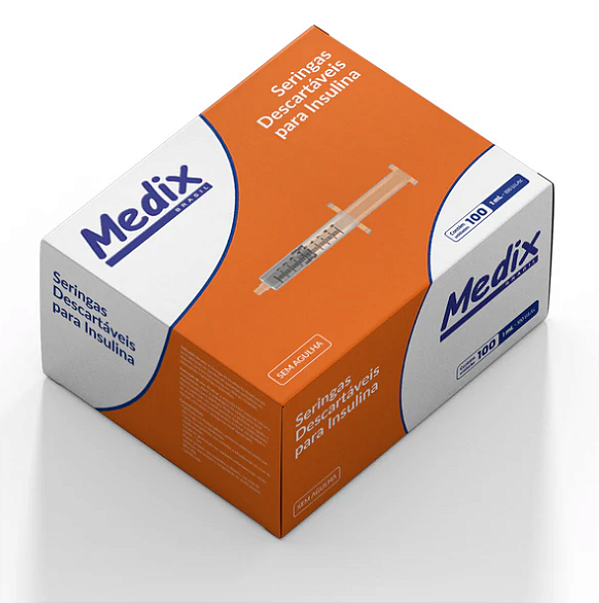 Seringa de Insulina 1ml S/ Agulha - Caixa com 100 unidades - Medix Brasil