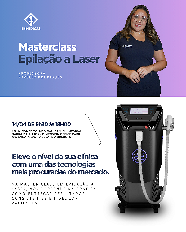 MASTER CLASS PRESENCIAL - EPILAÇÃO A LASER COM HAKON - MEDICAL SAN
