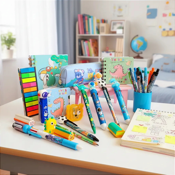 Kit Papelaria Fofa Menino Kawaii Presente Criativo Escolar infantil Divertido