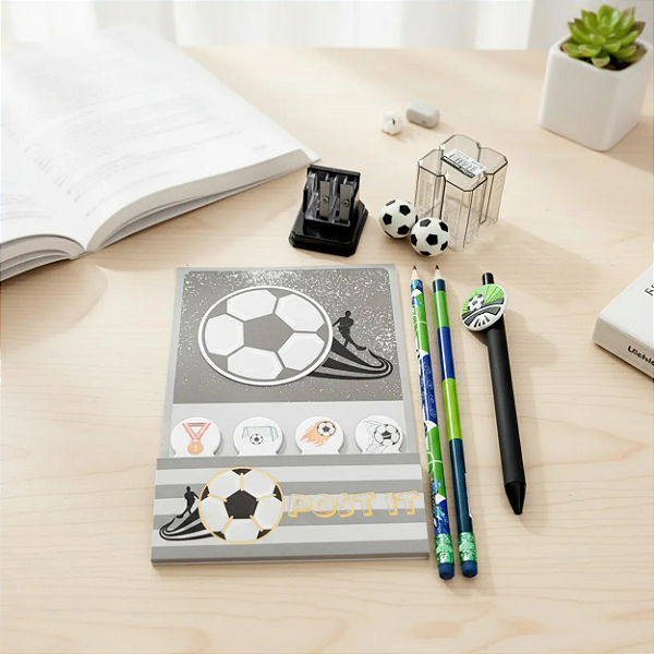 Lançamento 2026 Kit Papelaria Menino Futebol Apontador Lapis Papelaria Fofa Divertida