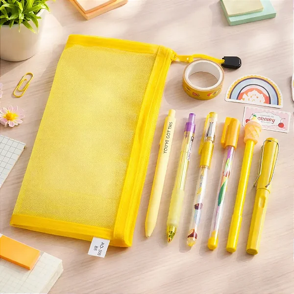 Kit Papelaria 16 Itens Fofos Presente Kawai Escolar Amarelo
