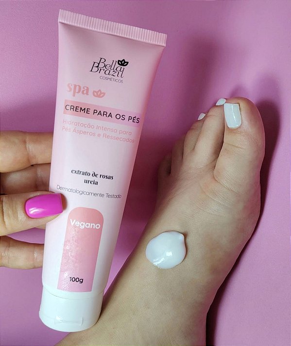 Creme Hidratante para Pés com Extrato de Rosas Bella Brazil 100g
