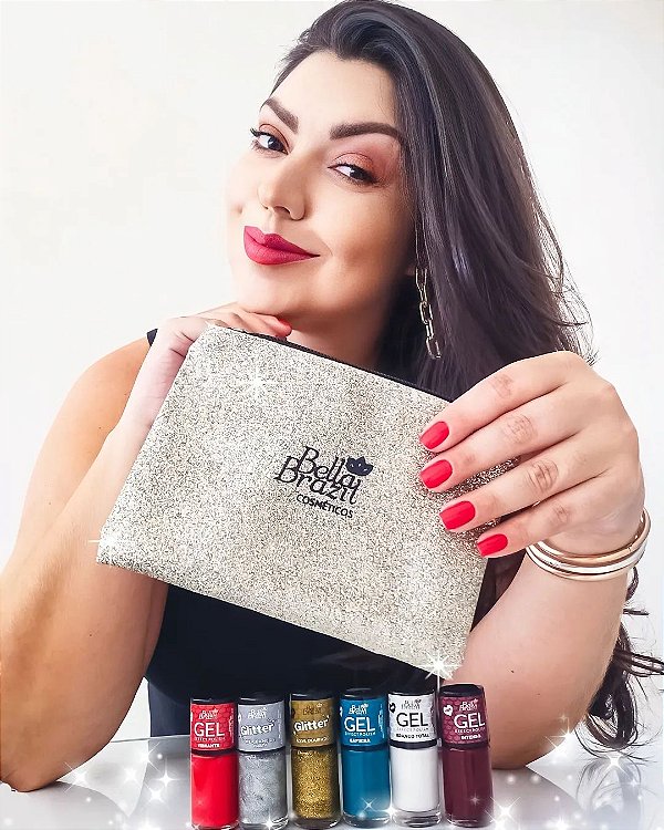 Kit 06 Esmaltes Efeito Gel Meu Fim de Ano Bella Brazil 9ml 825, 817, 1408, 828, 1407, 827.