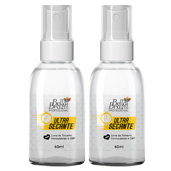 Kit 02 Ultra Secante 60ml em Spray Bella Brazil Linha Professional Rende 7x Mais
